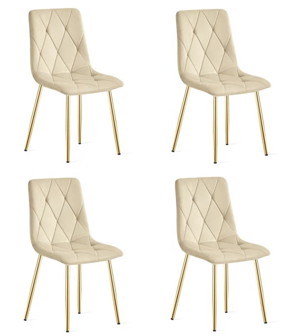 LIBRA stol - lys beige fløjl / guldben x 4