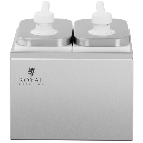 Dobbelt saucedispenser med pumpe i rustfrit stål 2 x 2 l