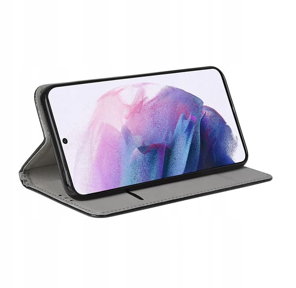 Etui til SAMSUNG S21 PLUS/S21+ SMART BOOK MAGNET SORT + GLAS