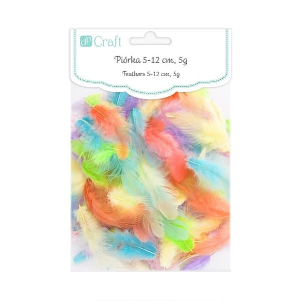 Pastelfarvede fjer 5-12 cm 5 g