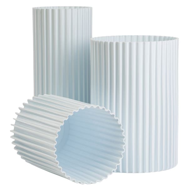 Set med 3 moderna RIBS-vaser, vita