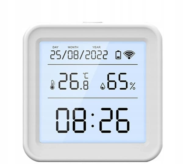 TEMPERATUR- OCH FUKTIGHETSSENSOR 24 TIMMARS WIFI LCD-KLOCKA
