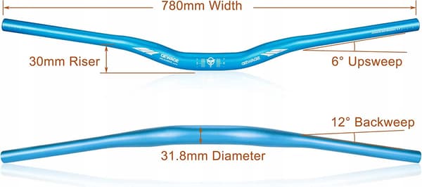 MTB cykelstyr aluminium 780mm blå