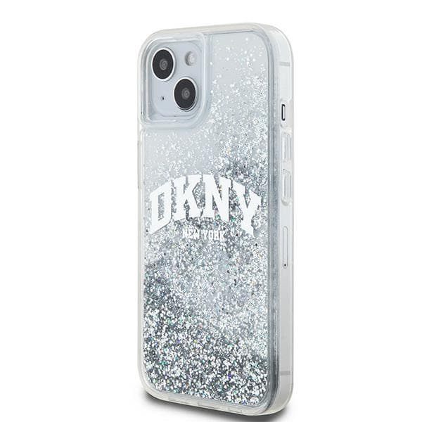 DKNY Liquid Glitter Big Logo iPhone 15-skal, Vitt