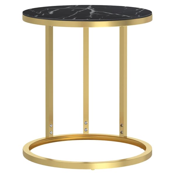 vidaXL sidebord, guldramme og sort marmor, hærdet glas