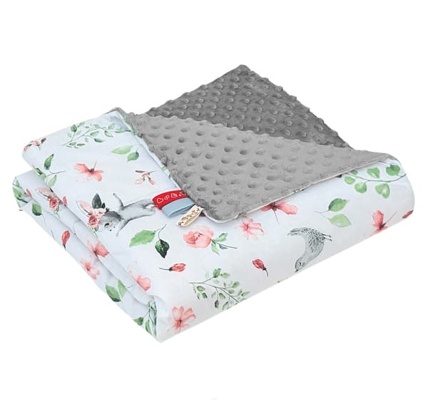 Tæppe, ternet, plaid, MINKY 75x100 (grå + små flodheste)