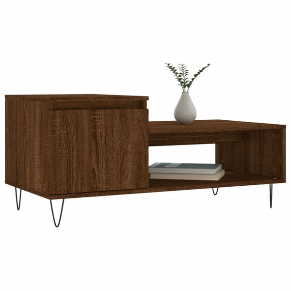 vidaXL sofabord brunt egetræ 100x50x45 cm, træbaseret materiale