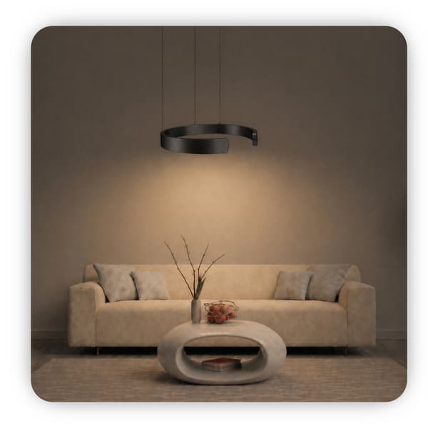 Zigbee Open ring LED hængelampe sort krom 40cm