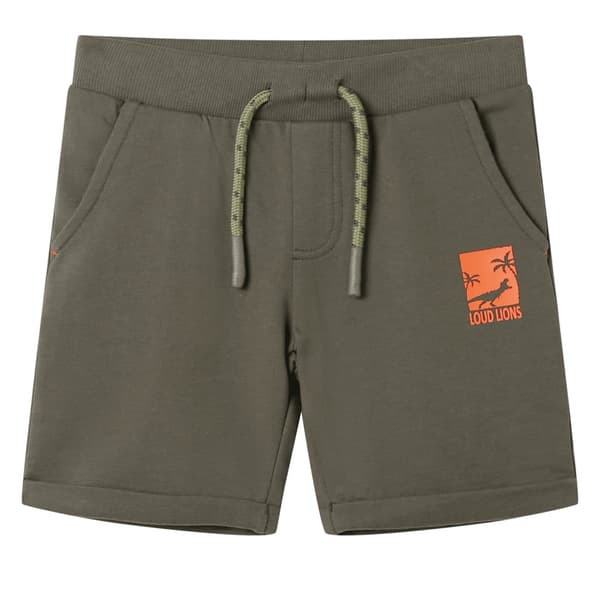 Børneshorts med snøre, mørk khaki, 128