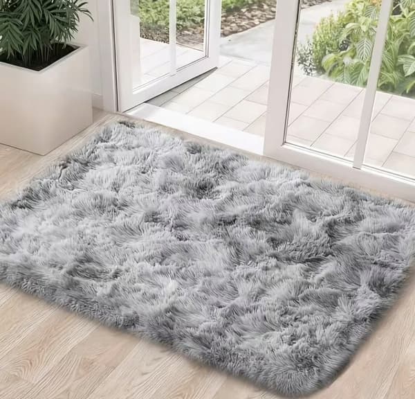 Mjuk fluffig matta 60x120cm halkfri för vardagsrum sovrum grå