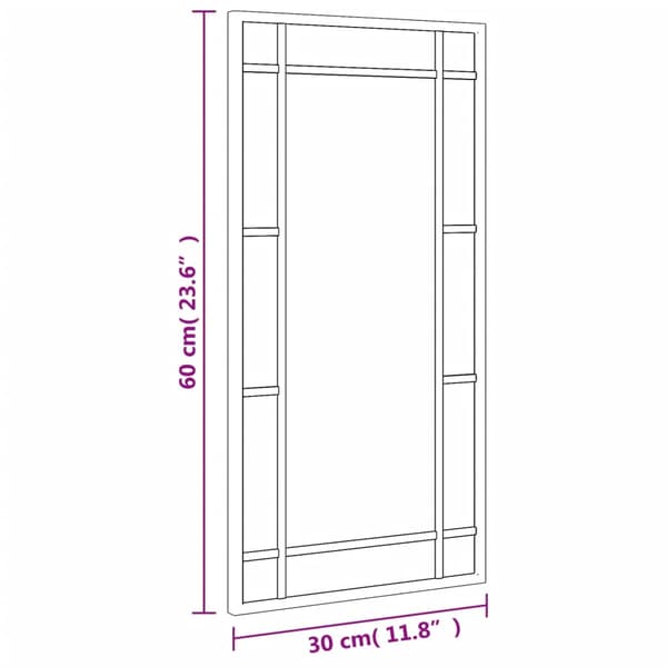 vidaXL Väggspegel, svart, 30x60 cm, rektangulär, järn
