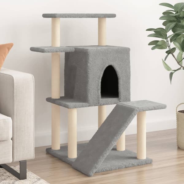 vidaXL kradsetræ til katte med sisalstolper lysegrå 97 cm