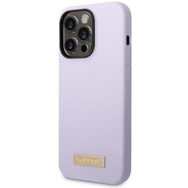 Guess Silikone Logo Plade MagSafe-etui til iPhone 14 Pro, Lilla