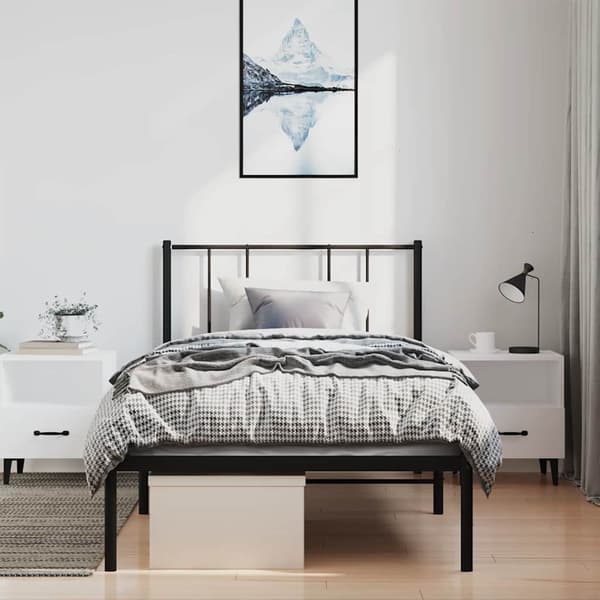 vidaXL metalsengestel med hovedgærde sort 100x190 cm