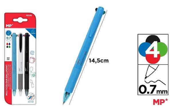 4-farvet pen 0,7 mm 3 stk.