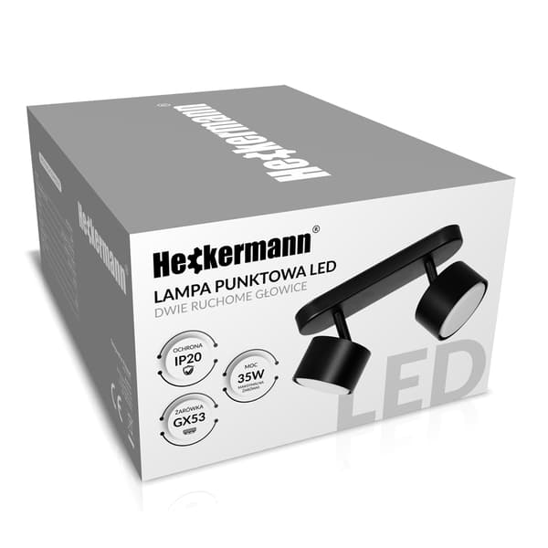 Heckermann 8795314A LED-kohdevalo musta 2 kpl päätä