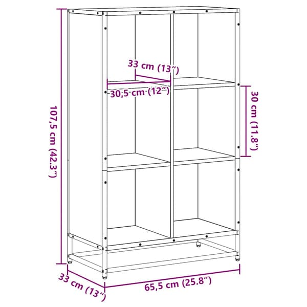 vidaXL bogreol, sort, 65,5x33x107,5 cm