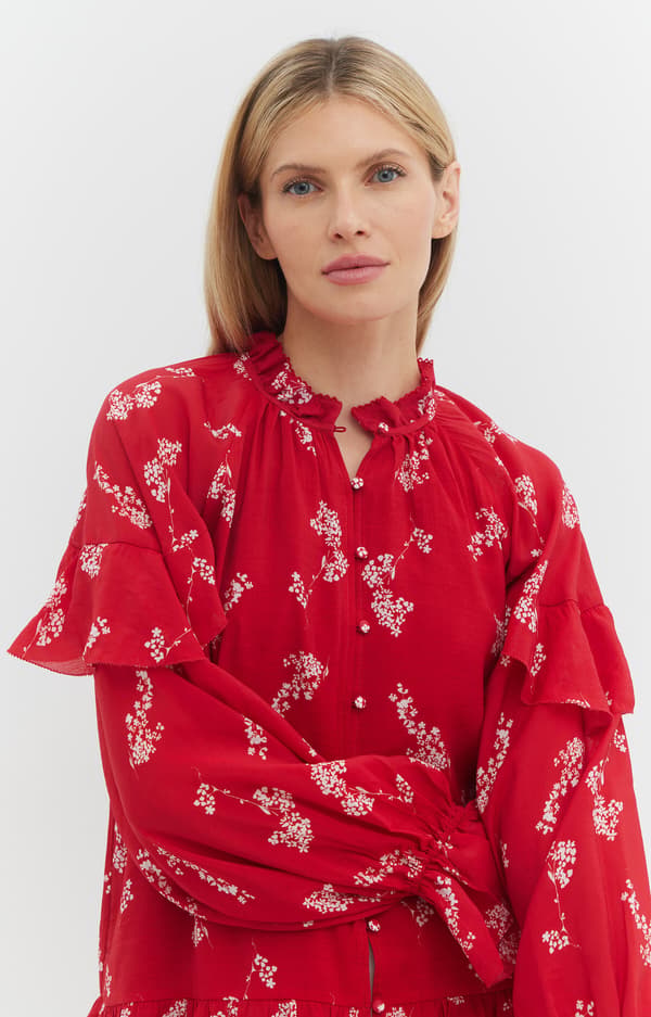 Blommig volangblus S
