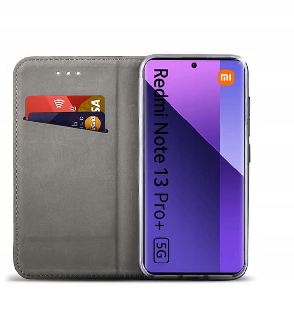 Etui til Xiaomi Redmi Note 13 Pro Plus 5G SMART MAGNET BOOK RØD+ GLAS