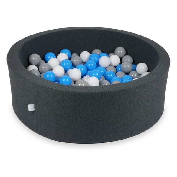 Tør pool 90x30cm grafit med 200 bolde: blå, hvid, grå