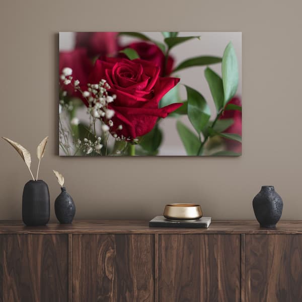 Lærredstryk Botaniske Røde Roser 100x80 cm