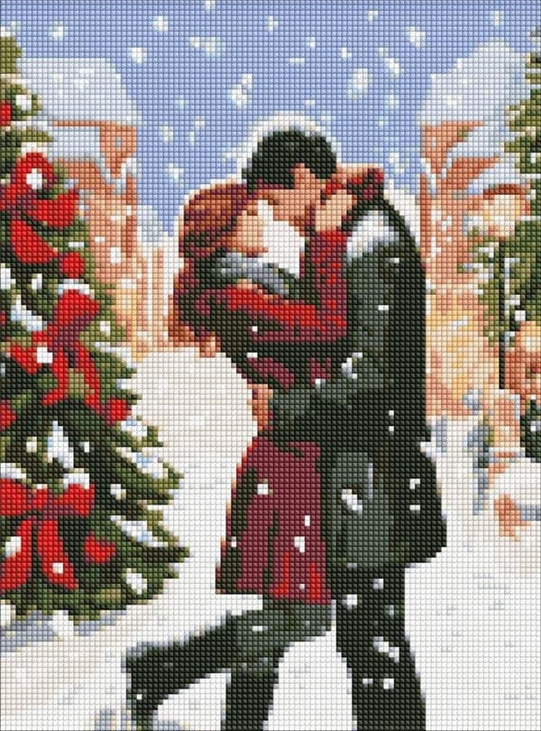 Diamantmosaik uden ramme - Vinterromance 30x40