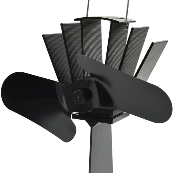 vidaXL varmedrevet pejseventilator, 2 blade, sort