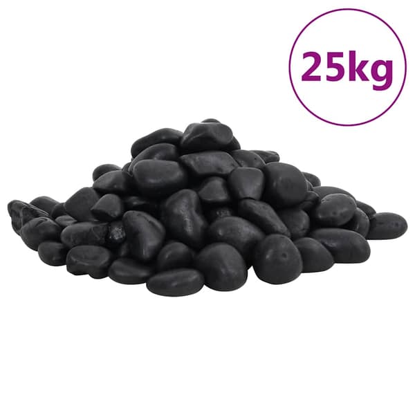 vidaXL polerede småsten, 25 kg, sort, 2-5 cm