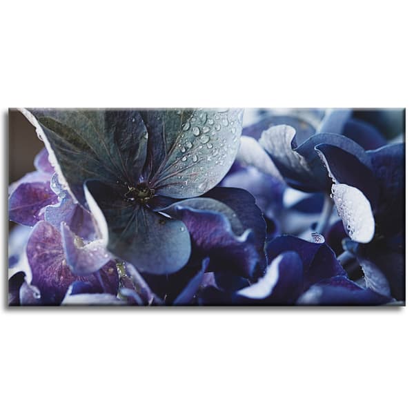 Lærredstryk Blomster Blå hortensia 80x40
