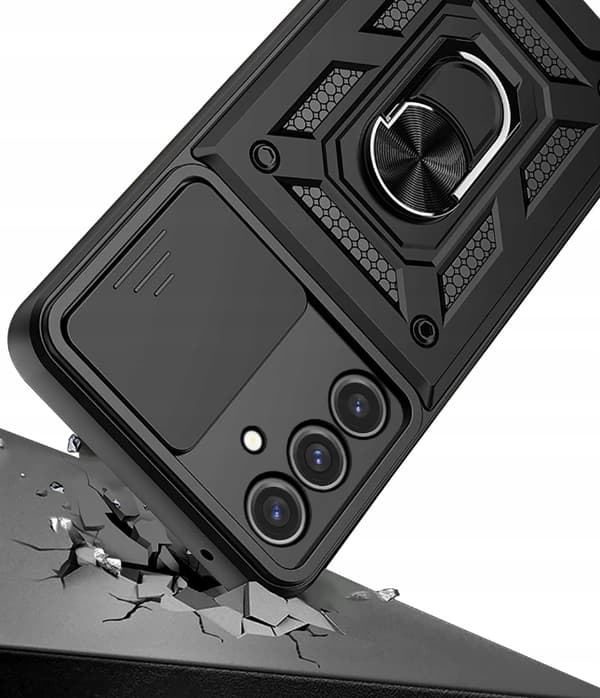 Etui til Samsung Galaxy S24 FE ARMOR SLIDE RING FORSTÆRKET ETUI + 9H GLAS