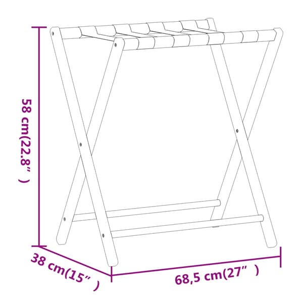 vidaXL Matkatavarateline 68,5x38x58 cm bambu