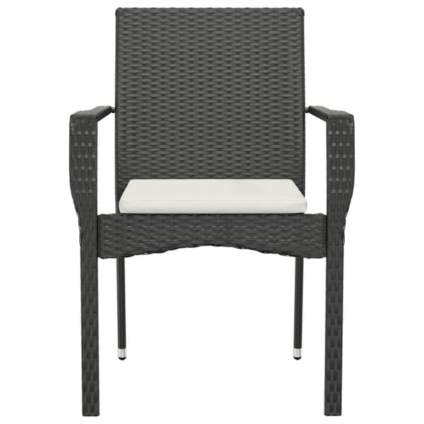 vidaXL havestole med hynder, sæt med 4, polyrattan, sort