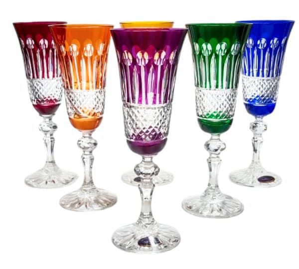 Färgglada kristallchampagneglas 150 ml franska