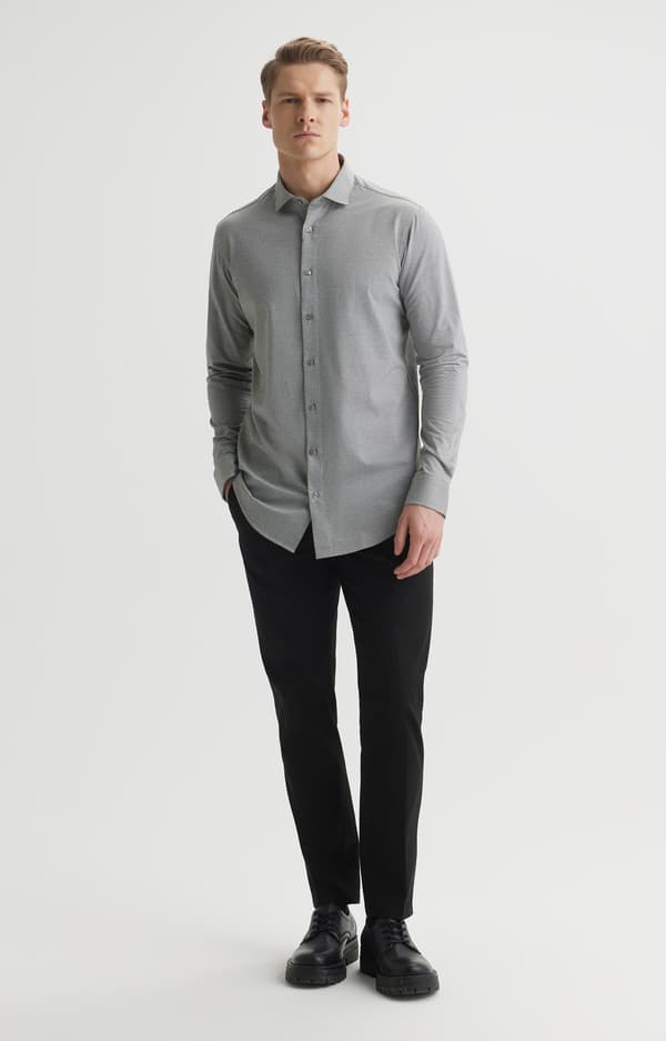 Slim fit stribet skjorte L