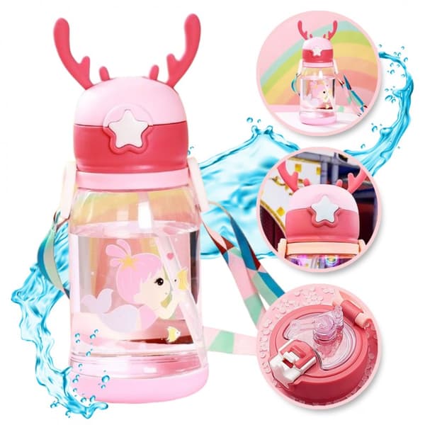 Vattenflaska Barnflaska med sugrör 600 ML BD30R