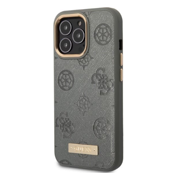Guess Peony Logo Plate MagSafe-etui til iPhone 13 Pro / 13, grå