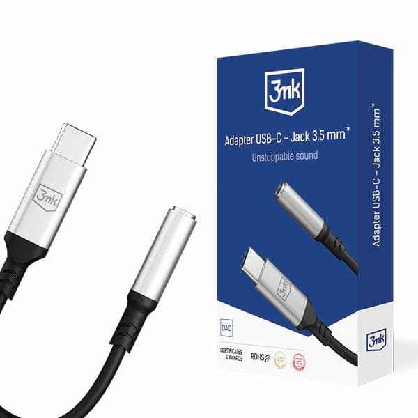 Lydadapter 3mk USB-C - Jack 3,5 mm (huntype), sølv