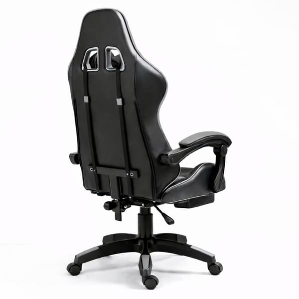 LEAN drejelig gamingstol med fodstøtte og hynder sort og grå