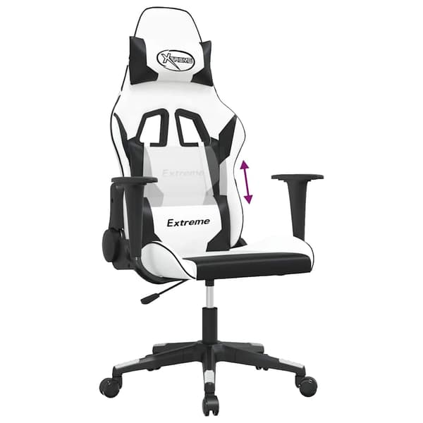 vidaXL massage-gamingstol, sort og hvid, kunstlæder