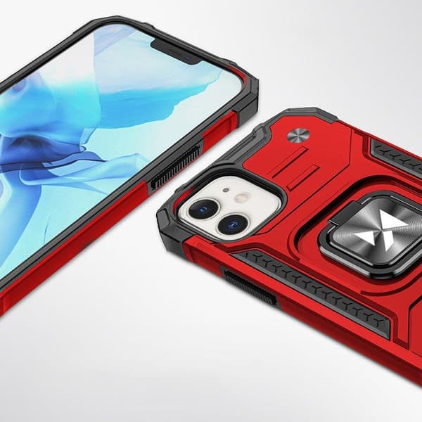 Armeret cover til iPhone 14 Plus magnetisk holder Ring Armor rød
