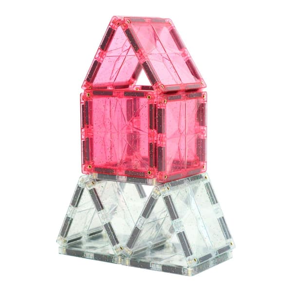 Cleverclixx - Magnetiska Glitterplattor Pack Transparent / Rosa - 16 st.