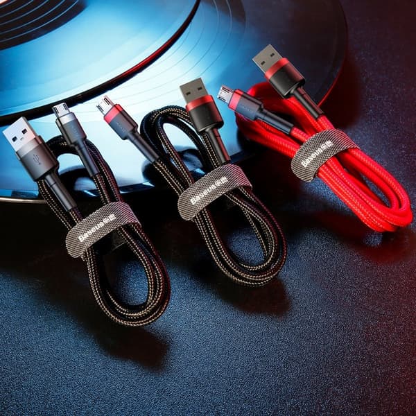 Kestävä nailonkaapeli USB microUSB 2A 3M musta ja harmaa
