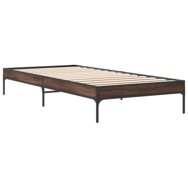 vidaXL sengestel brun eg 100x200 cm træbaseret materiale