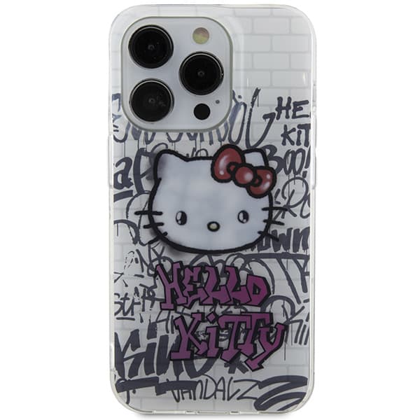 Hello Kitty IML Kitty On Bricks Graffiti-cover til iPhone 14 Pro, hvid