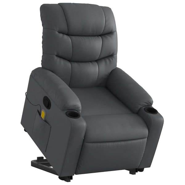 vidaXL Lyftbar massagefåtölj, grå, konstläder