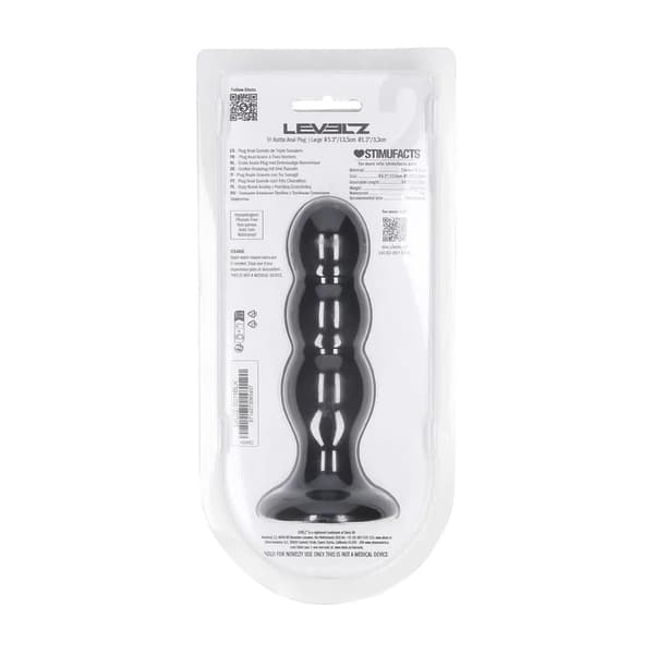 Tri Rattle Flydende Silikone Analprop - L - Sort