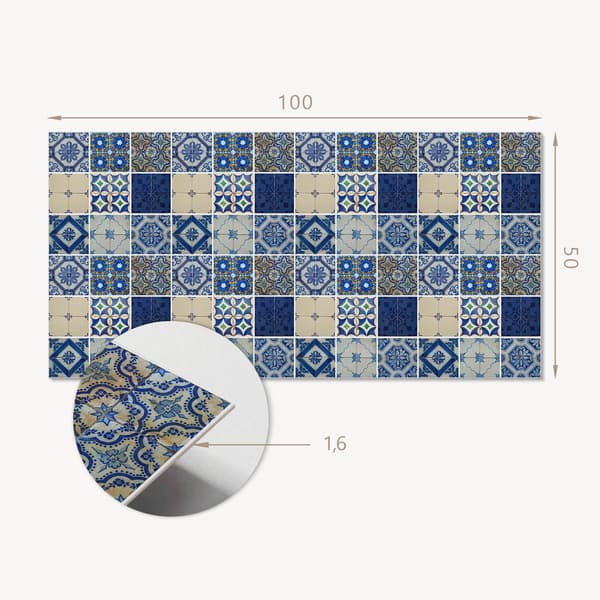 Trykt vinylpanel, klar til montering, 100x50 cm mosaikflisemønster