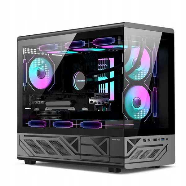 Gamingdatorchassi, midi-tower, glas, 6x aRGB-fläktar