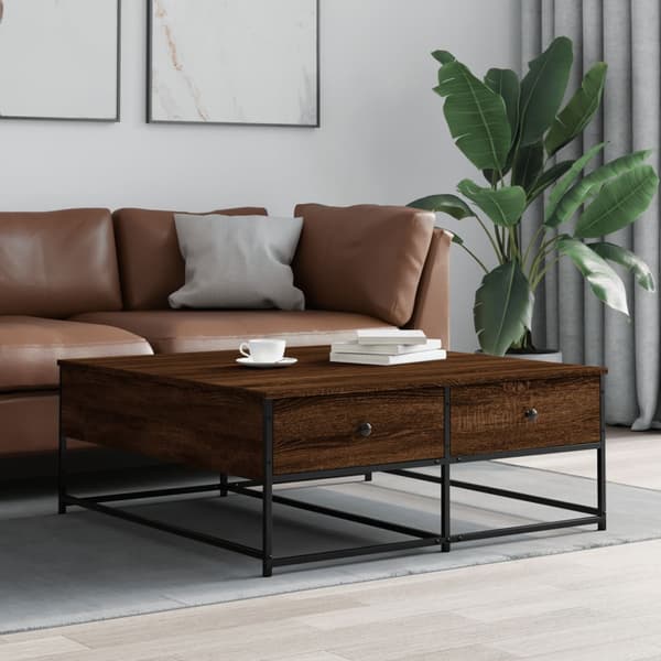 vidaXL sofabord brunt egetræ 100x99x40 cm