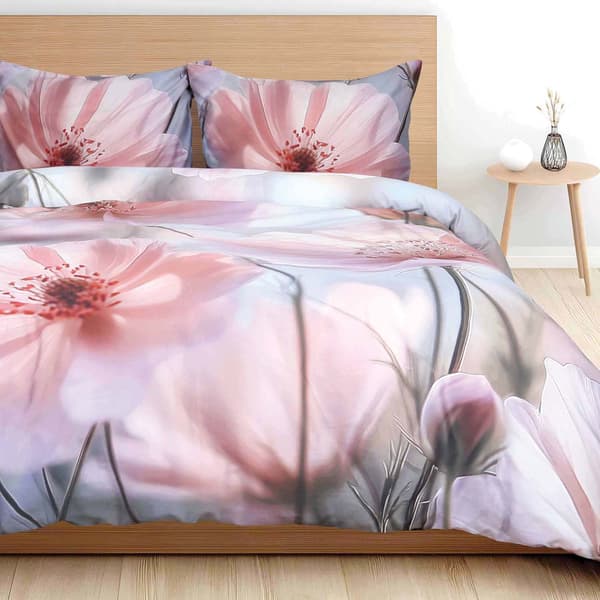 Bäddset 180x200 SATIN BOMULL digitaltryck för kvinnor rosblommor